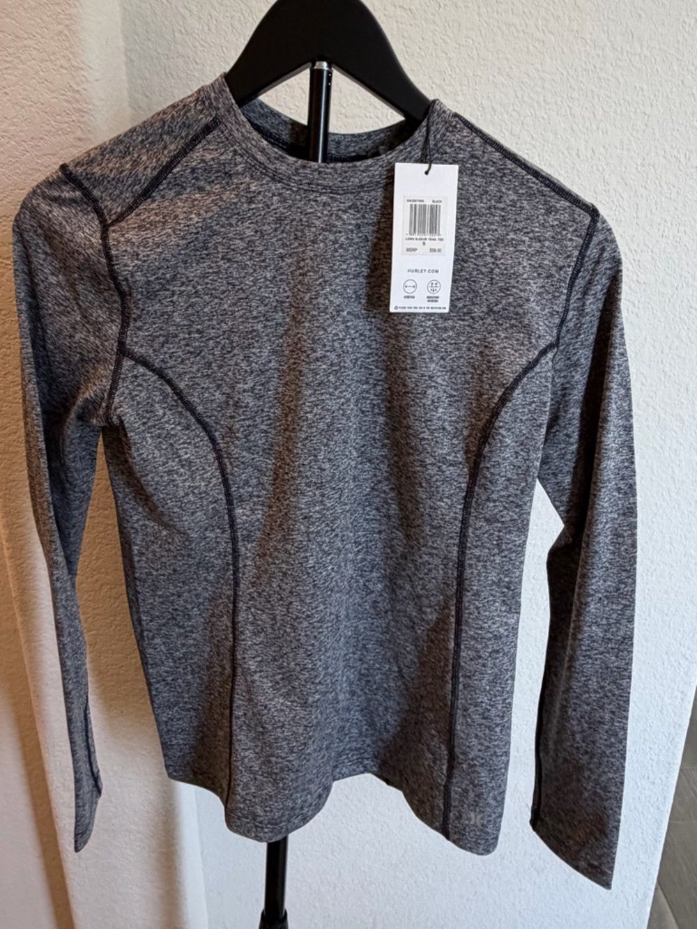 Hurley Black Heather Long Sleeve Trail Tee S